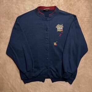 Vintage 90s Top Stitch Apple Orchard Bird Embroidered Cardigan Sweater Harvest